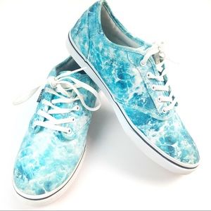 Ocean Blue Water Low Top Vans Sneakers 7.5